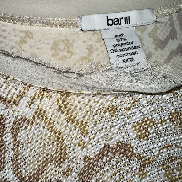 Bar III Metallic Gold Snakeskin Short Sleeve Crop Top Size XS - Picture 4 of 9